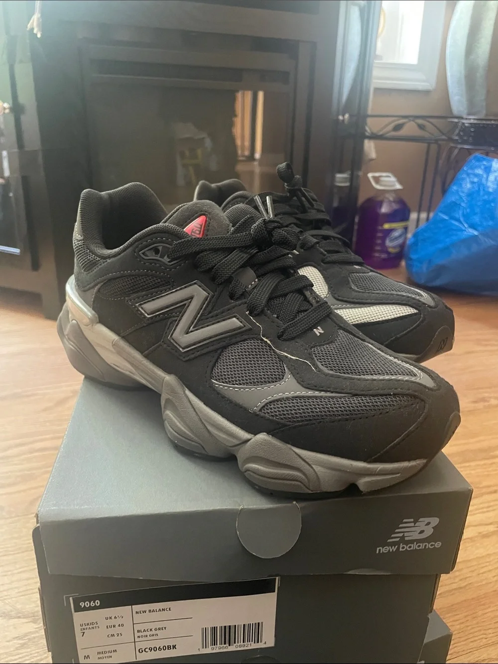 New Balance Men’s Black and Gray 9060 Style Sneakers